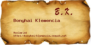 Bonyhai Klemencia névjegykártya